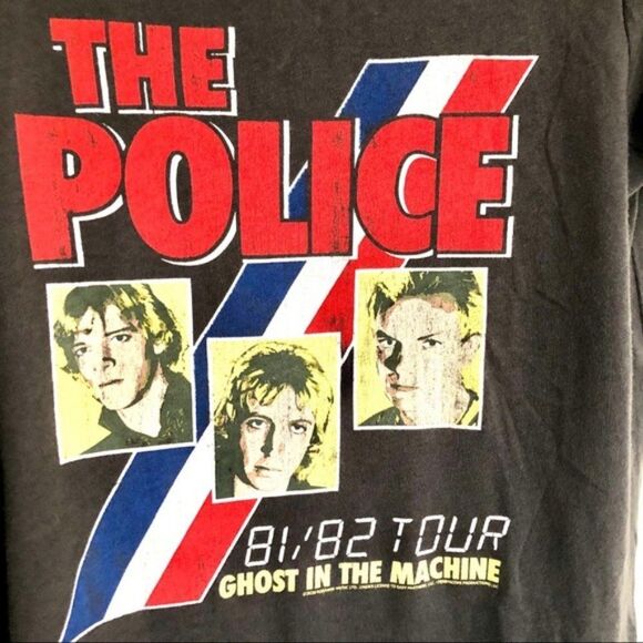 Gray Chaser The Police Graphic Band Short Sleeve Crew Neck T-Shirt Top (NWT) - Picture 2 of 4